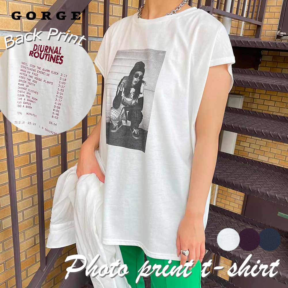 楽天市場 ガールズフォトフレンチスリーブtシャツ Gorge ゴージ 春 夏 春夏 トレンド プチプラ 可愛い レディース レディースファッション ガールズ フォト 転写 プリント ｔシャツ フレンチ フレンチスリーブ ロゴ バックプリント Gorgeショップ楽天市場店