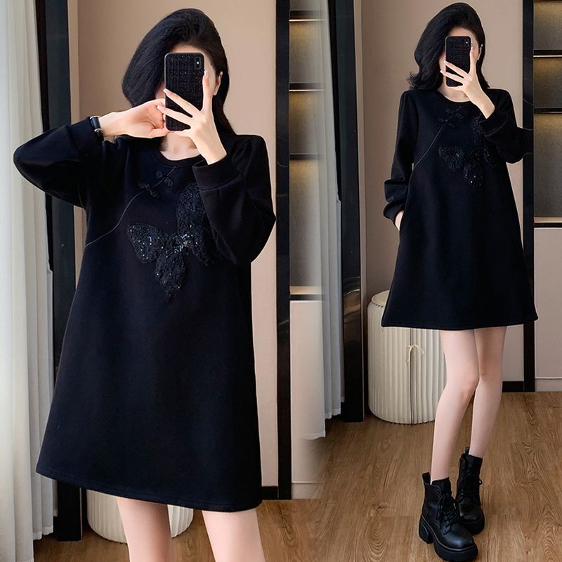 大きめサイズ レディース カジュアル ファッション 普段使い デート 女子会 婦人服 秋服 ぽっちゃり 刺繍 ビーズ ゆったり 丈 セーター