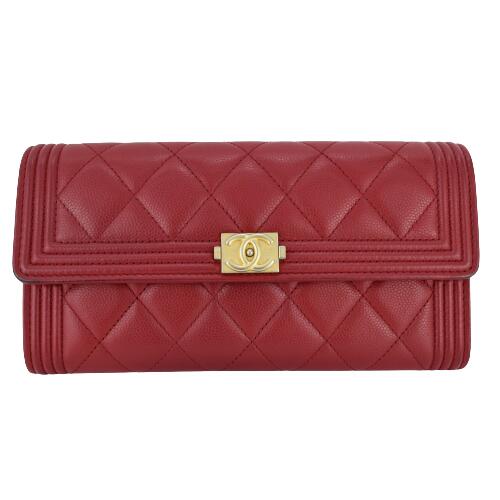 シャネル CHANEL 男の子シャネル キャビア人はだ 赤いこと×ゴールド金具 ココマーク【中古】