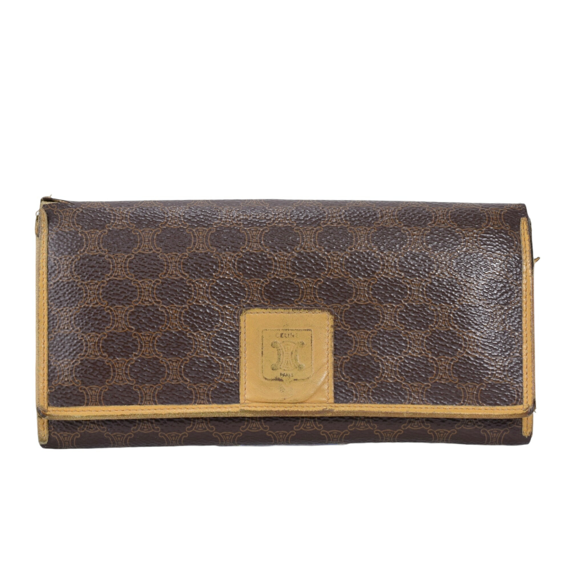 CELINE セリーヌ 長財布 ネイビー スウェード ロゴ マカダム スエード CELINE セリーヌ マカダム スエード 長財布