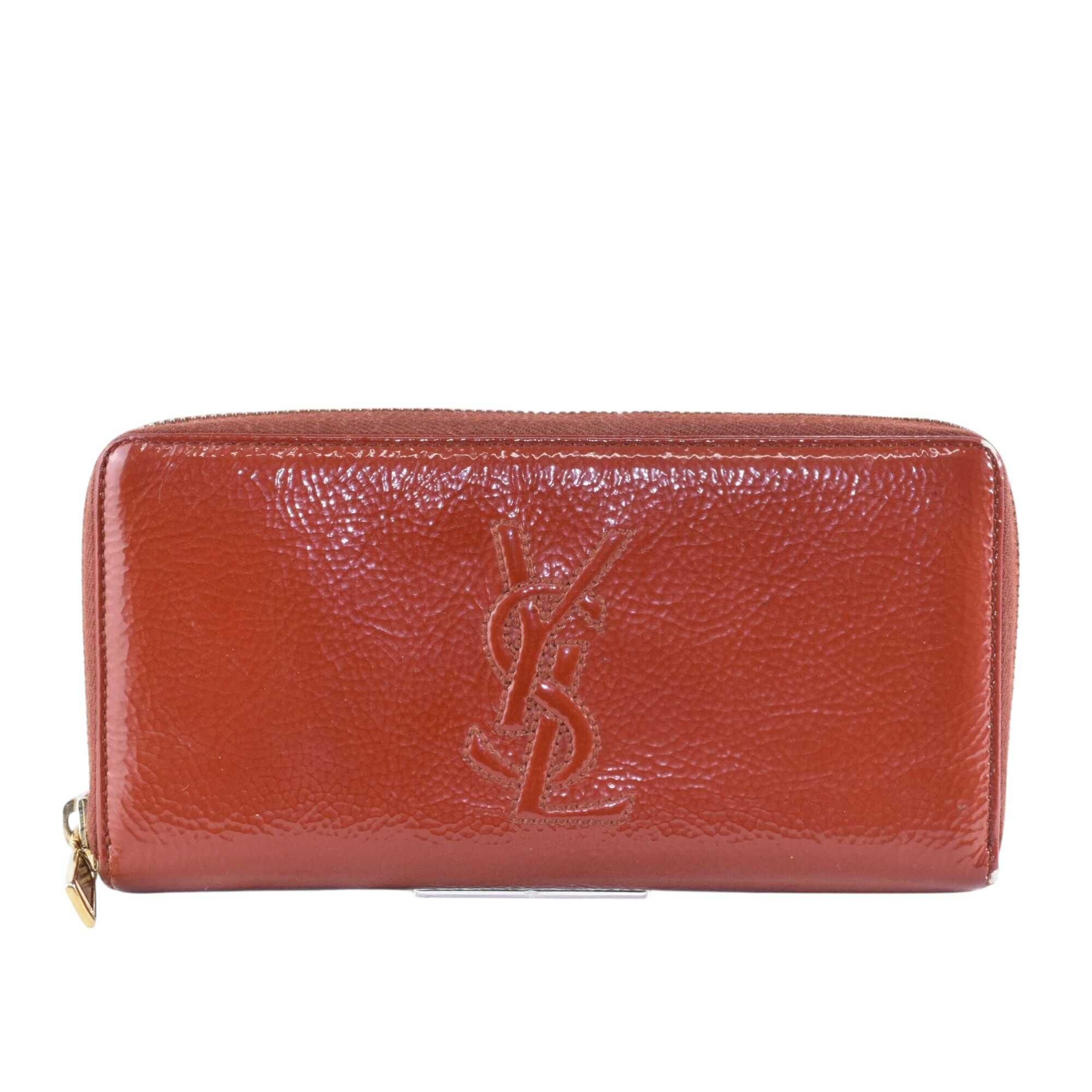 サンローラン　長財布　赤　YSLロゴ　クロコ型押し　ラウンドファスナー　w4 Yves Saint Laurent - サンローラン 長財布 赤 YSLロゴ クロコ型