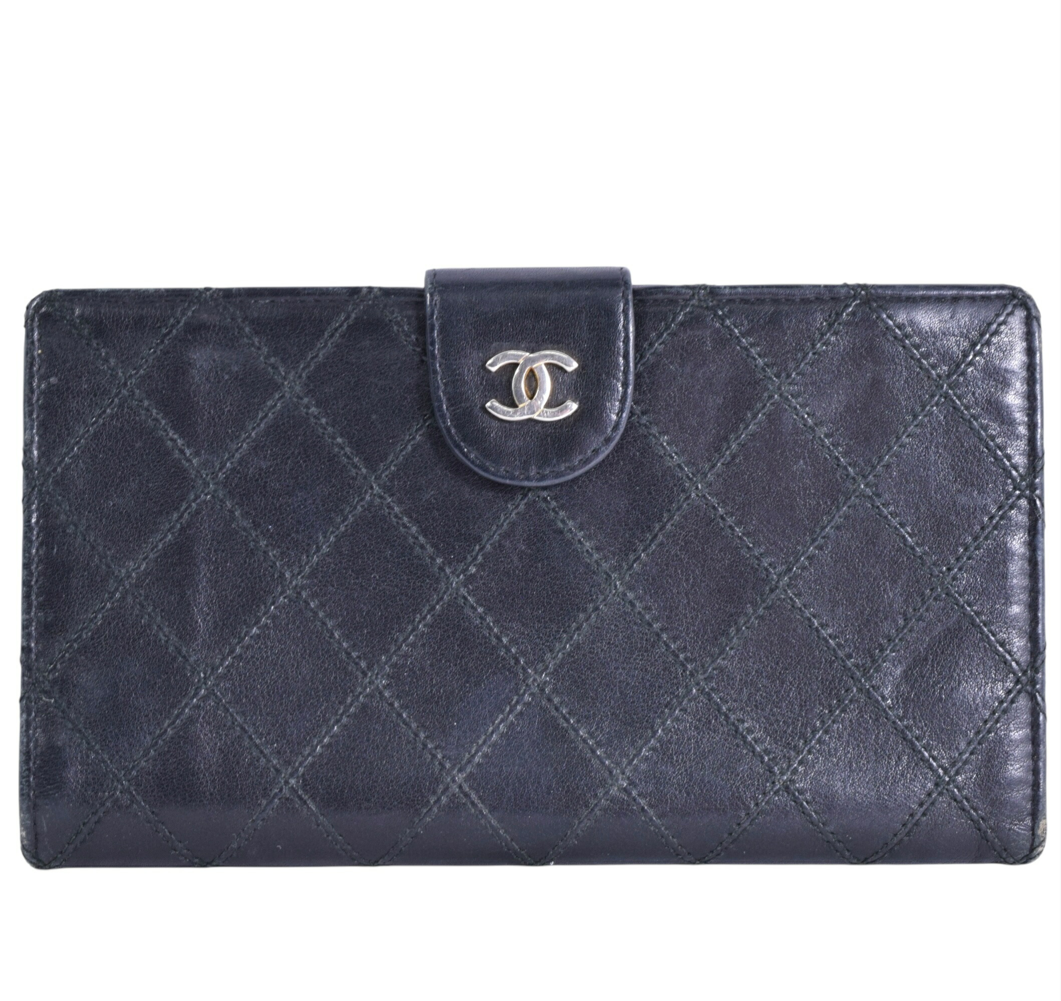 シャネル CHANEL ピコローレ がま口 長財布 ブラック 極美品】CHANEL ビコローレ がま口長財布 ラムスキン 黒 ココ