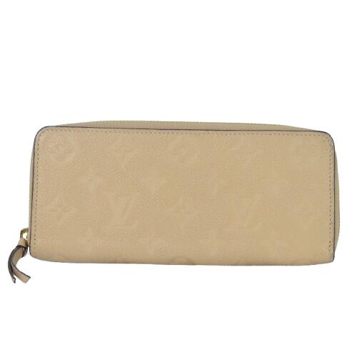ルイ ヴィトン LOUIS VUITTON ポルトフォイユ クレマンス M60173 モノグラムアンプラント ラウンドジッパー 長紙入れ なめし革 デュンヌ LV 紙入れ 【中古】【貨物輸送無料】