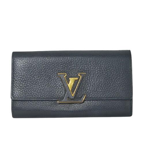 ルイヴィトン LOUIS VUITTON ポルトフォイユ・カプシーヌ M61248 長紙入れ トリヨンレザー ノワール 黒いこと  【中古】【貨物輸送無料】