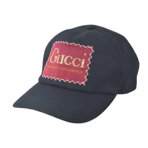 グッチ GUCCI キャップ 帽子 ベースボールキャップ ロゴ ブラック 【状態良好】