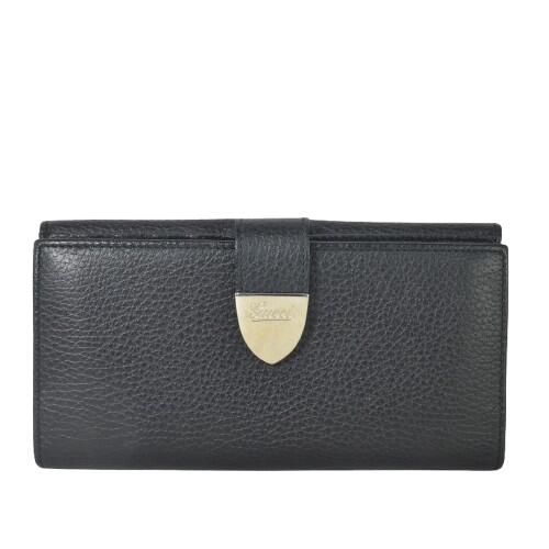 GUCCI✨GGキャンバス ライトパープル 長財布 ロゴプレート Wホック