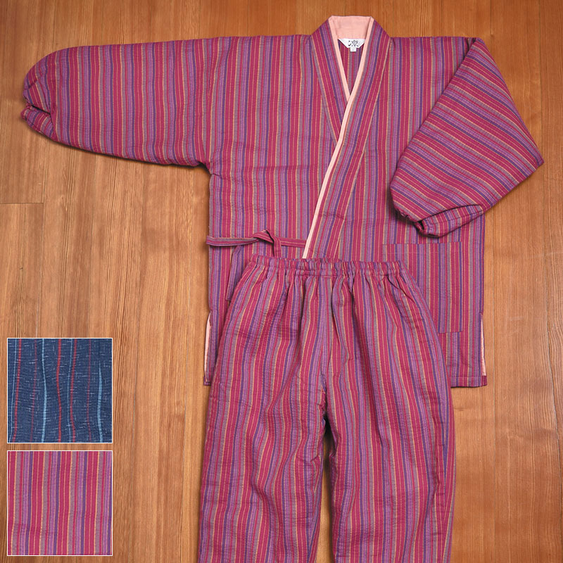 二重衿 作務衣 さむえ さむい 作務服 レディース 女性 婦人 住職 寺院 寺用 大きいサイズ 秋冬 秋冬用 洗える M L LLサイズ 綿100％ [二重衿中綿入り作務衣 赤 紺 (M-LL)] 敬老の日 母の日 ギフト プレゼント 送料無料｜作務衣・和装の五彩堂 15,163円