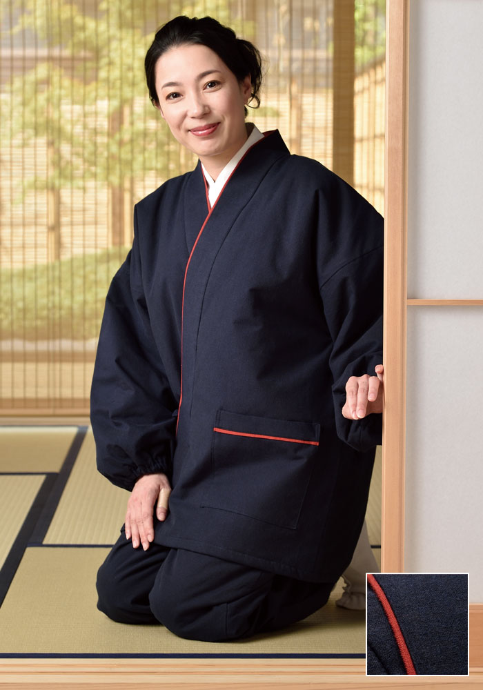 作務衣 レディース 秋冬用 遠赤キルト作務衣 女性用 紺 秋冬用 紺 グレー 茶 黒 M L 部屋着 日本製 送料無料 さむい さむえ 作務服 作務衣 和装の五彩堂冷え性の方に特にオススメ 暖かくて静電気が起きにくいおしゃれな女性用作務衣です