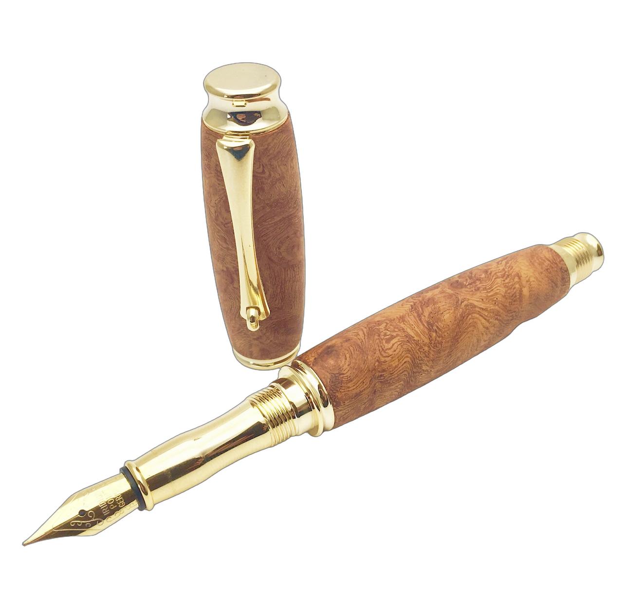 エフスタイル 万年筆 TWM18301 Orange 銘木万年筆/花梨こぶ杢 fstyle Precious wood/Fountain penP 中字 コンバーター付き 木製｜インターナショナルモードGOSH
