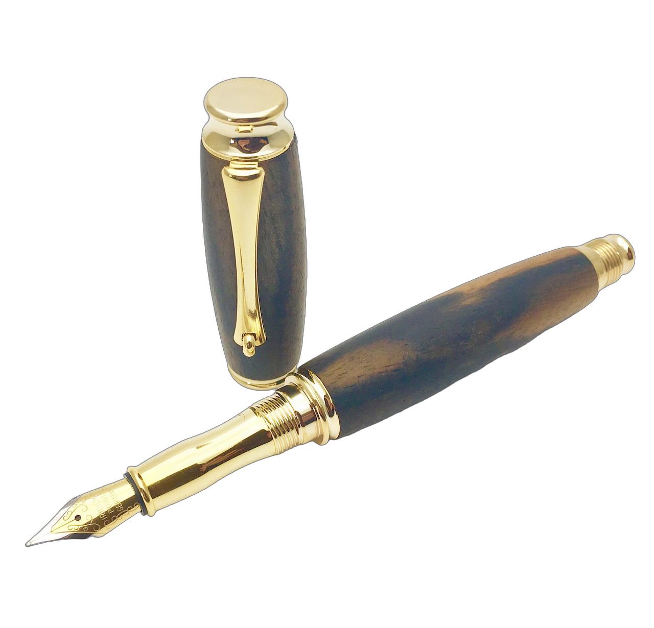 エフスタイル 万年筆 TWM18305 D/Black 銘木万年筆/黒柿(くろがき) fstyle Precious wood/Fountain pen 中字 コンバーター付き 木製|インターナショナルモードGOSH