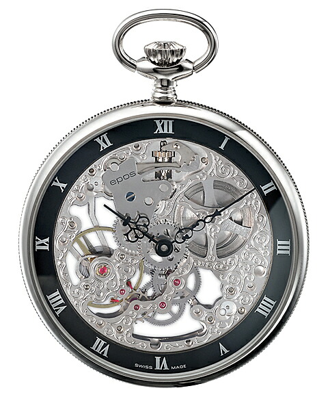 Epos Pocket Watch 2089 Unitas6497 - Men's Pocket Watch, Skeleton Design, Black, Perfect Gift for Respect for the Aged Day, Celebrations (60th, 77th, 88th Birthdays, etc.)