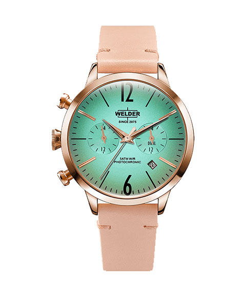 特価品 ウェルダー ムーディ WWRC100 腕時計 レディース ユニセックス WELDER MOODY DUAL TIME 38MM ゴールド レザーストラップ ピンク系