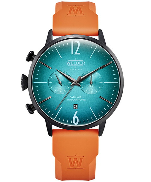 特価品 ウェルダー ムーディ ラバーストラップ WWRC515 腕時計 メンズ WELDER MOODY DUAL TIME 45MM RUBBER STRAP レザーストラップ オレンジ系