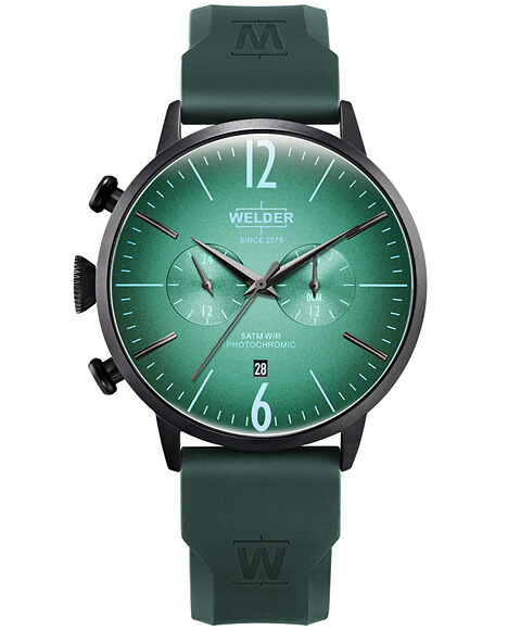 特価品 ウェルダー ムーディ ラバーストラップ WWRC517 腕時計 メンズ WELDER MOODY DUAL TIME 45MM RUBBER STRAP レザーストラップ グリーン系