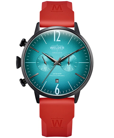 特価品 ウェルダー ムーディ ラバーストラップ WWRC521 腕時計 メンズ WELDER MOODY DUAL TIME 45MM RUBBER STRAP レザーストラップ レッド系 13,632円