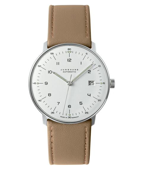 ユンハンス マックスビル 027 4700 02B 自動巻き サファイアクリスタル 腕時計 メンズ JUNGHANS Max Bill Automatic 027/4700.02B レザーストラップ ベージュ
