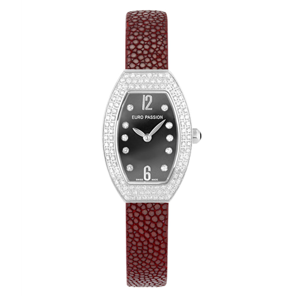 アウトレット ユーロパッションウォッチ トノー・パヴェ 921BA-GRD 腕時計 レディース EURO PASSION WATCH Tonneau Pave ワインレッド系
