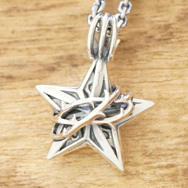 エムズコレクション(M's collection) スター ネックレス シルバー925 イバラ 星 透かし彫り 銀 メンズ レディース シルバーアクセサリー 銀細工 ハンドメイド ジュエリー x0295 【ギフト包装】【送料無料】