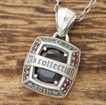 エムズコレクション(M's collection) カレッジ ネックレス メンズ レディース シルバー 925 燻し ガーネット 記念 アニバーサリー アメカジ バイカー ハーレー 氷室京介(パーソナルジーザス)も手掛けるブランド XP-137gng 【送料無料】