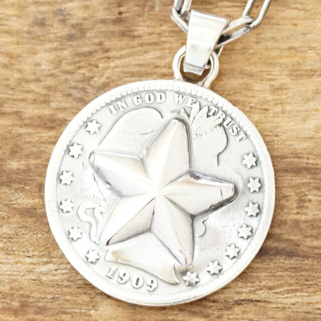 NORTH WORKS(ノースワークス)コインネックレス メンズスター 星 リポウズ25セント ヴィンテージコインハンドメイド アクセサリーインディアンジュエリー ナバホ族N-511【ギフト包装対応】【送料無料】