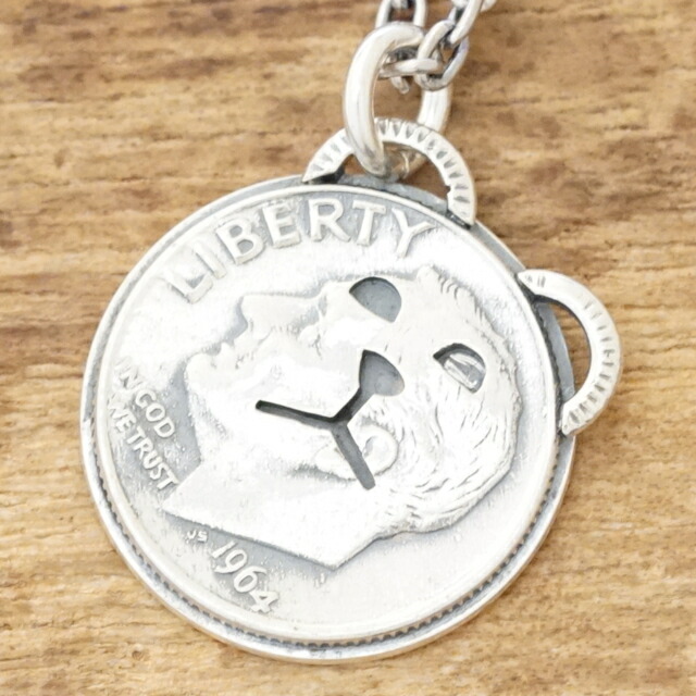 NORTH WORKS(ノースワークス)ベアー フェイス コイン ネックレスメンズ レディース熊 ヴィンテージコイン シルバー 銀貨ハンドメイド ジュエリー アクセサリーインディアンジュエリーN-634【ギフト包装対応】【送料無料】|GOTHIC TOKYO
