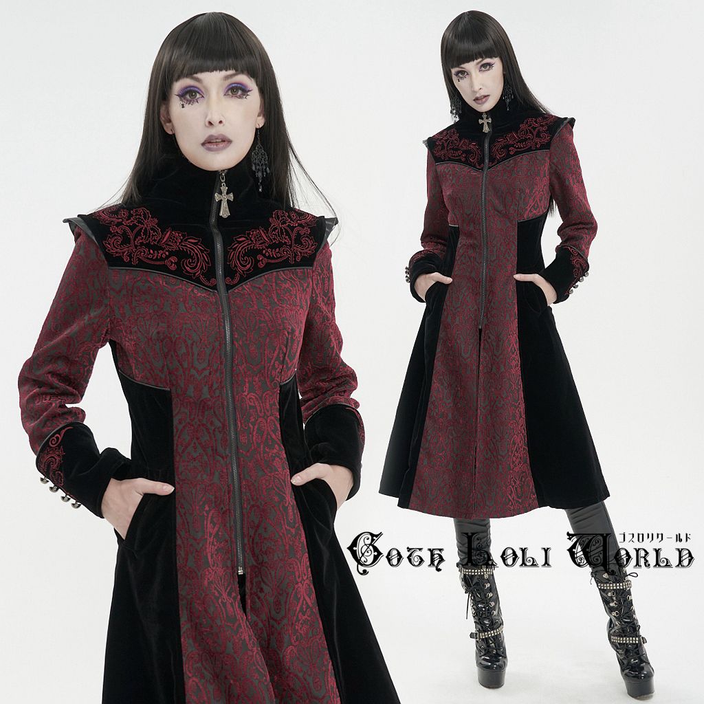 当日発送 即納 CT20502 ゴシック ファッション タンドカラー ジャケット コート 赤色 ゴスロリ パンク ロック ビジュアル系 ヴィジュアル系 V系 サブカル コスプレ 個性的 ライブ衣装 舞台衣装 ステージ衣装 イベント衣装 仮装 ハロウィン 衣装