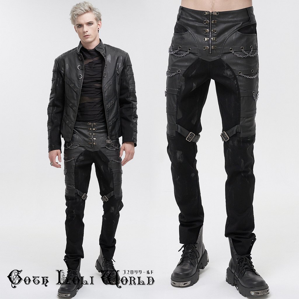 当日発送 即納 PT198 パンクファッション フェイクレザー風 ロングパンツ ゴシック パンク ロック ビジュアル系 ヴィジュアル系 V系 ライブ衣装 舞台衣装 ステージ衣装 イベント衣装 仮装 サイバー ハロウィン 衣装