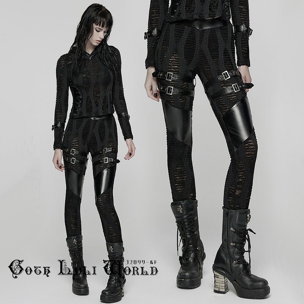 当日発送 即納 パンク ロック ファッション ベルト ダメージ レギンス スキニー ロングパンツ ゴシック ビジュアル系 ヴィジュアル系 V系 モード系 サブカル 個性的 ライブ衣装 舞台衣装 ステージ衣装 イベント衣装 仮装 サイバー 衣装｜ゴスロリワールド 8,345円