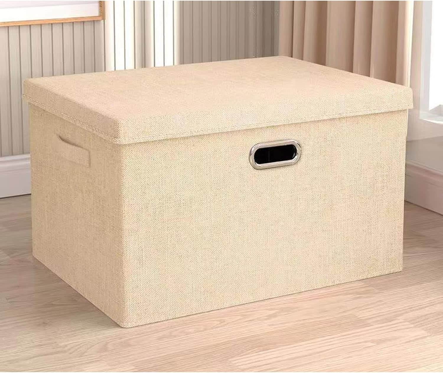 収納ボックス フタ付き おしゃれ 折りたたみ 布 コットンリネン 大容量 ふた付き 取っ手付き 布製 衣装ケース かわいい 収納ケース 透けない スタイル3 蓋付き 深型 蓋つき 押入れ 衣類 小物|GOTO funny 店