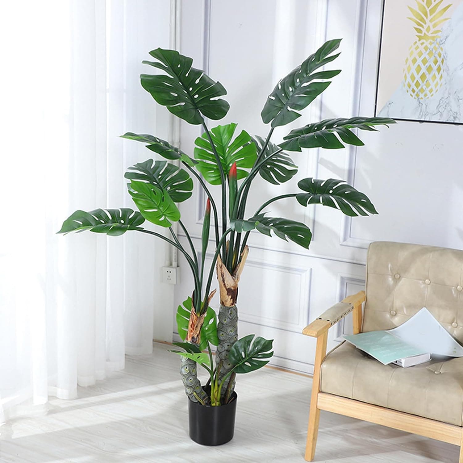 フェイクグリーン 大型 歓葉植物 モンステラ 如何様物 人工歓葉植物 INS風 室内 水やり不必要 お取りつくろう飾り気のない 分かりやすい 160糎 今めかしい 室内装飾 人工 鉢植え 鉢付き添い人 祝い事 父の日 母の日