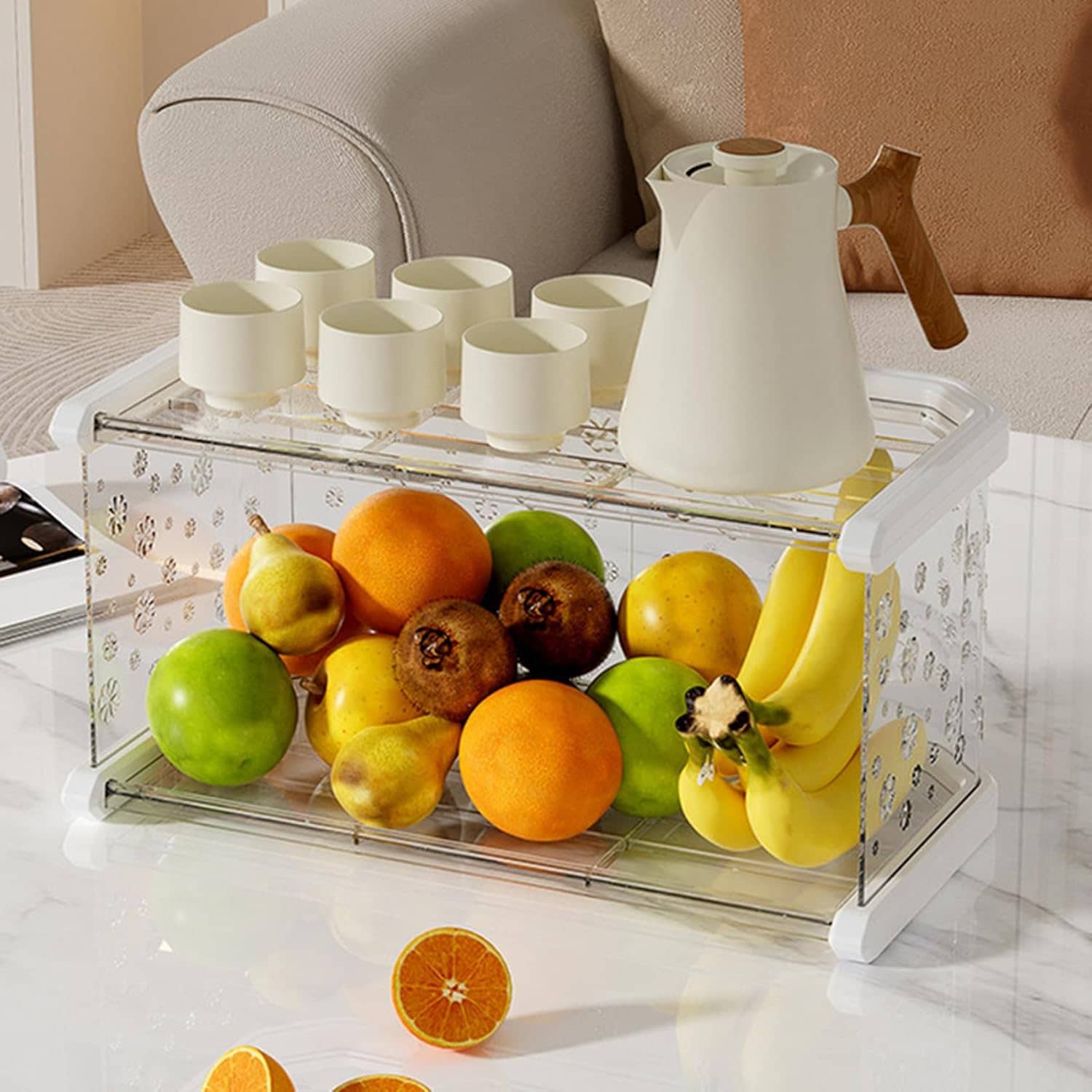 コップ収納 卓上食器棚 カップ収納ボックス コンパクト カップ乾燥ラック 大容量 卓上収納ラック オープンラック コーヒー カップ棚 33*17*31 おしゃれ 卓上ラック ホワイト キッチン 卓上収｜GOTO funny 店