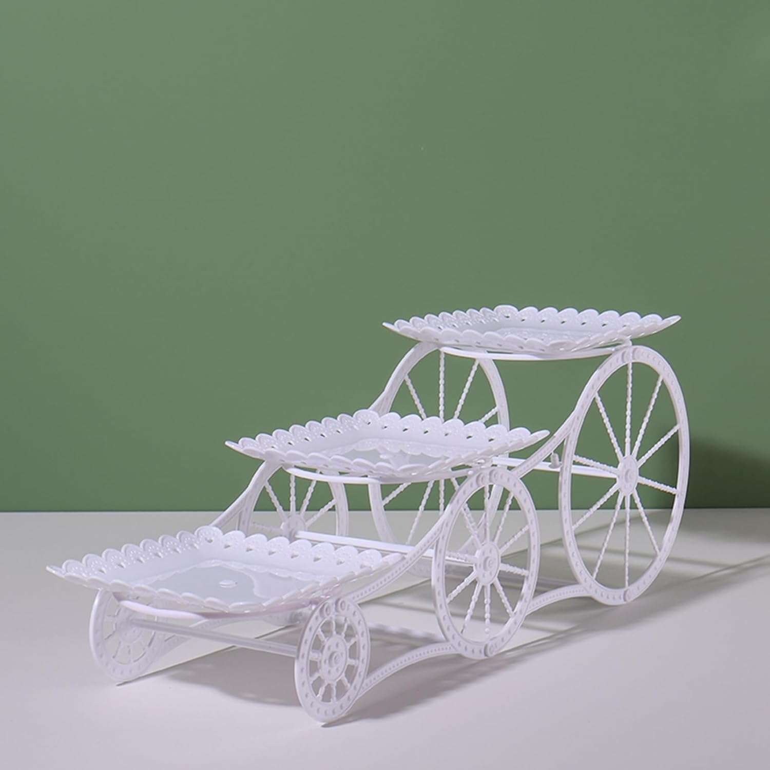 ケーキスタンド 馬車型デザートスタンド ガラス プラスチック 3段 ケーキ陳列台 デコレーション 食器 お菓子皿 収納ホルダー ケーキ陳列台 アフタヌーンティー ウエディング クリスマス パーティ 北