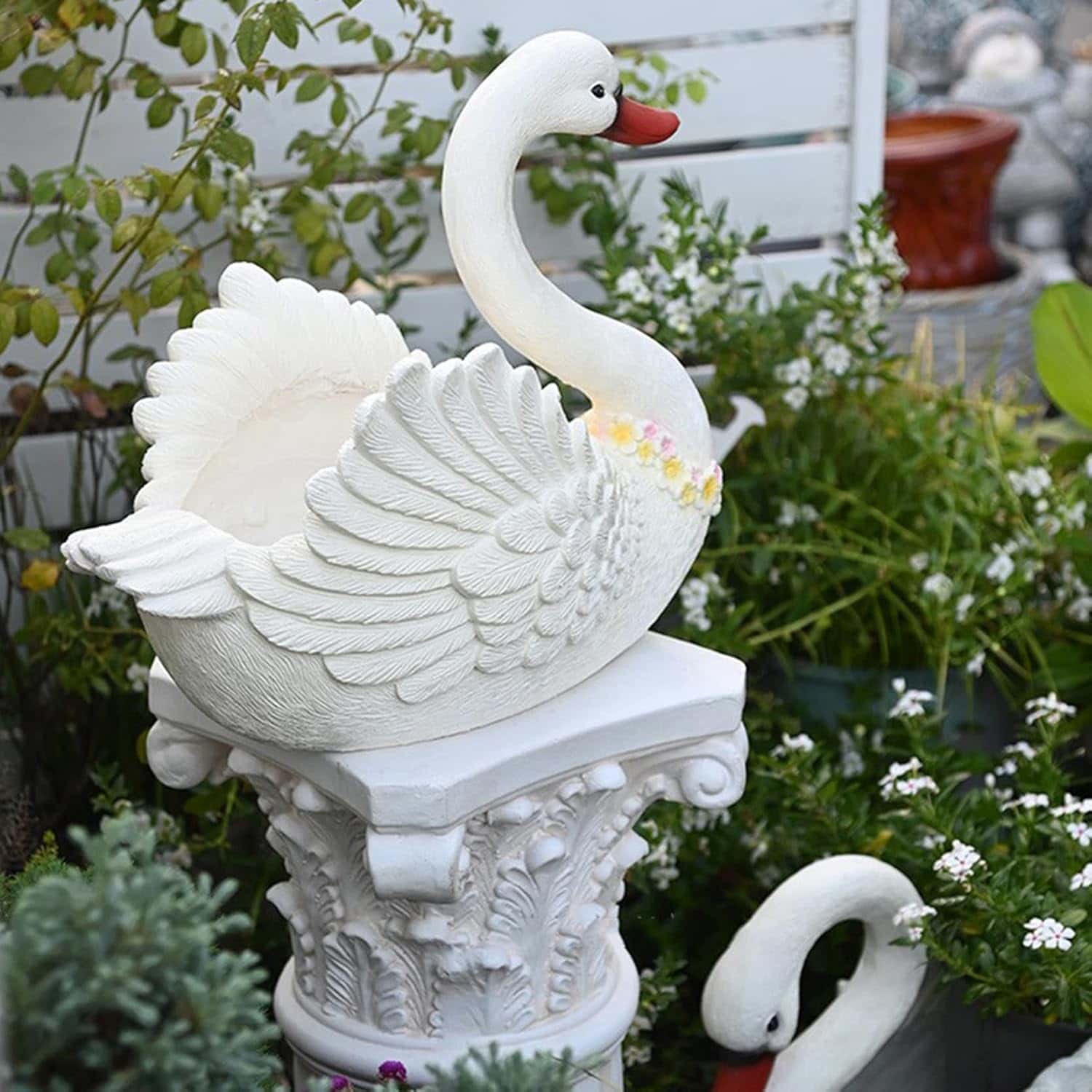 白鳥 飾りつけ カントリー雑貨 ガーデニング 今めかしい ガーデニング雑貨 合鴨 写実的 庭 芝地 池 ガーデンオーナメント 脂製 雨合羽 耐久 屋内かざり付ける 庭 オブジェ 庭園 手合い3 F 華燭の典