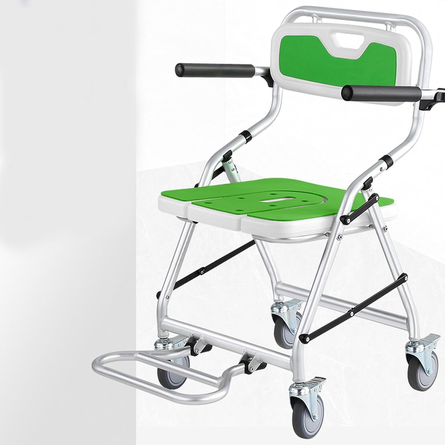 湯浴み車いす シャワーチェアノンスリップ折りたたみ豪然たるで釣り合いした幼児用便器居敷き幼児用便器居敷きバスルームシャワースツール 64*50*88 湯浴み用車椅子 軽銀製 軽さ裏 2階建てバス女性議長 印字機2 軽さ 上滑り止