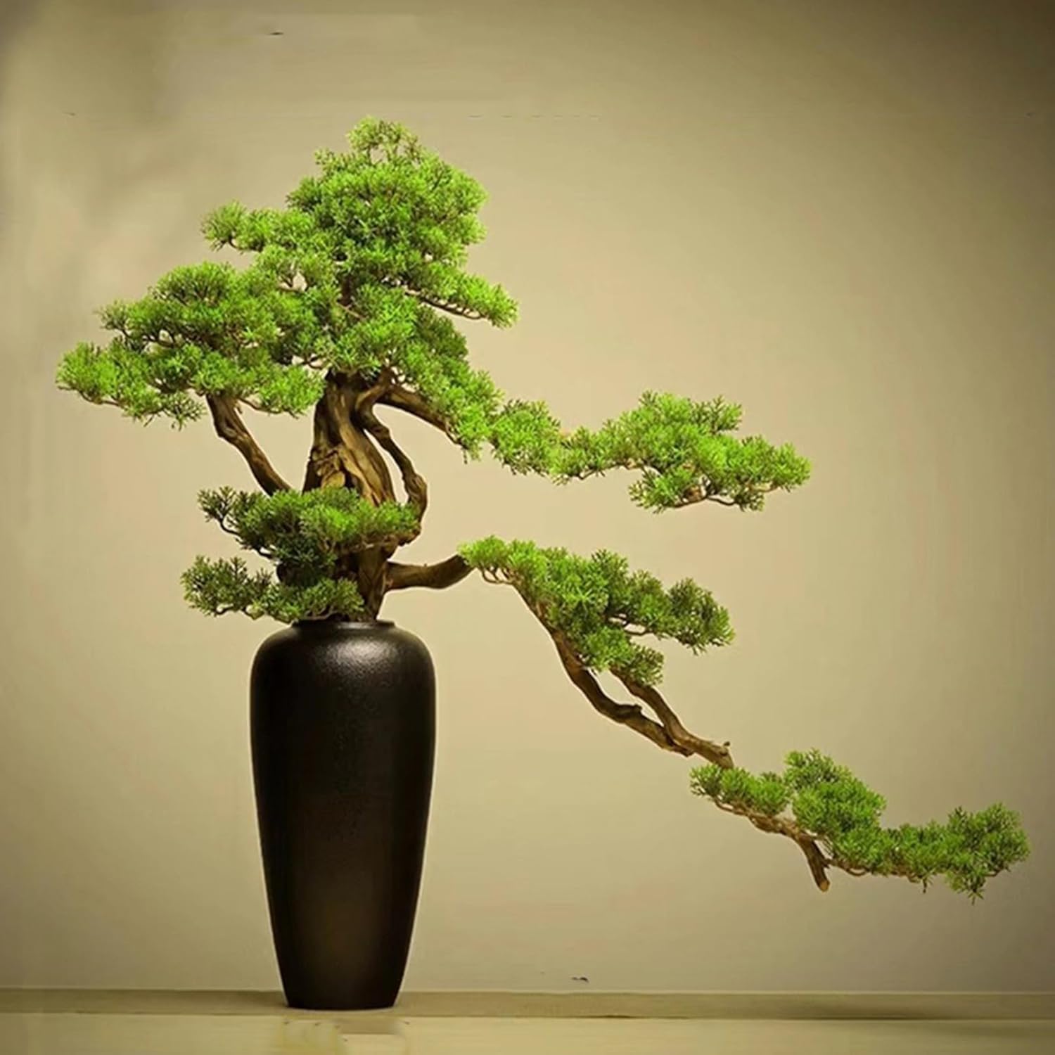 まがい物盆栽 人工松 写実的な質感 活け花と見間違う美しさ 室内装飾工芸 見晴らし用 リビング 部屋の入り口 卓上 事務室飾りつけ 窓辺見せびらかす 人工観葉草木 コンピューターシミュレーション 杉（人工） 90*80コマーシャル 枯