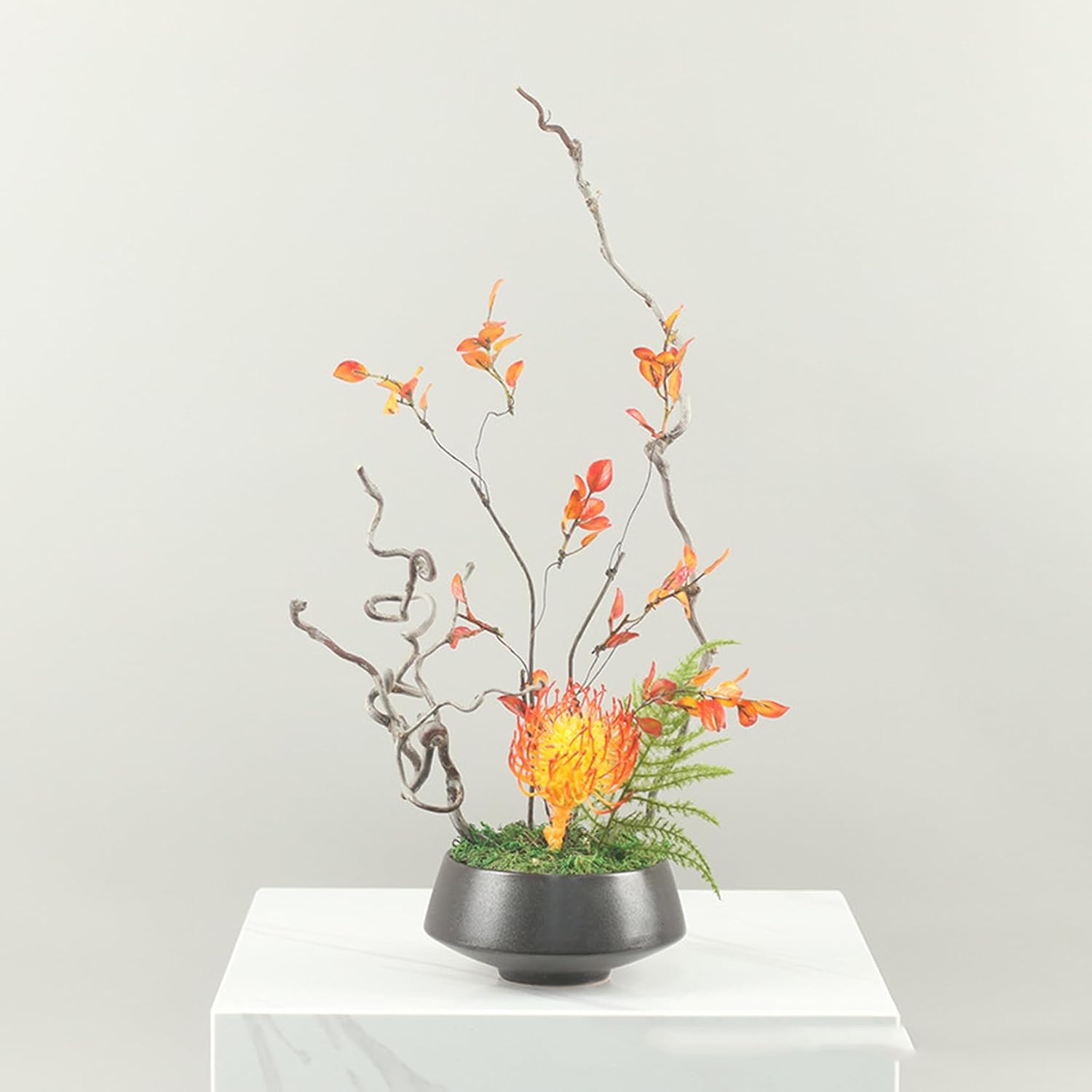 人工観葉草木 蘚苔 干し枝 お花芸術 竜柳の枝 幹の枝 01書き割り 活け花 枯れない 和今めかしい わびさび 禅の意 茶室 茶卓 客間 気取らないな姿 旺盛さに満ち F 生け花と見間違う美しさ 人工盆栽 飾りつけ