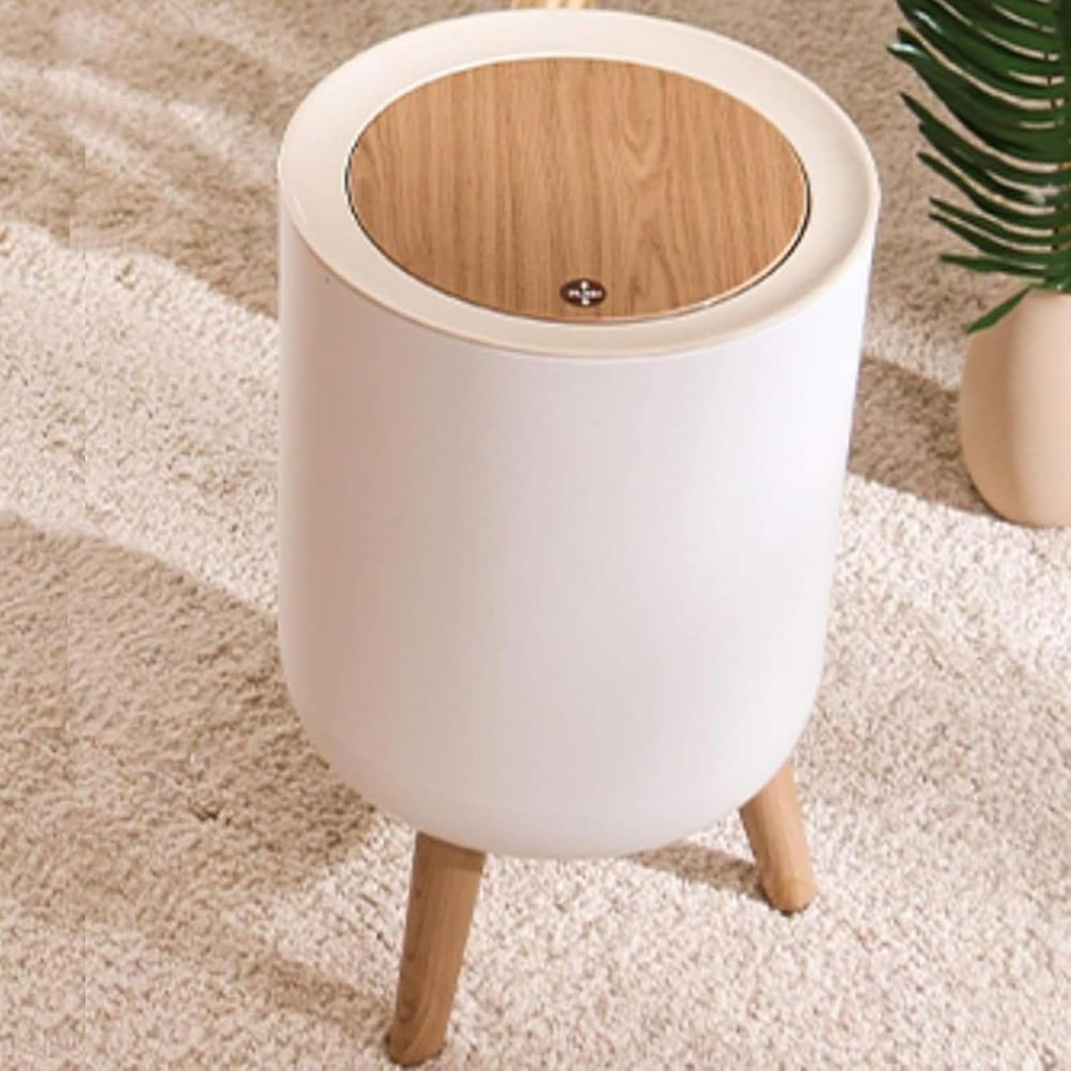 フタ付きゴミ箱 ふたつきゴミ箱 木目調ゴ 7L W22XD22XH36.3cm 消臭 密閉 音無し おしゃれ 多機能ごみ箱 キッチン/洗面所 高耐荷重 プラスチック製 環境保護バッグ付き|GOTO funny 店