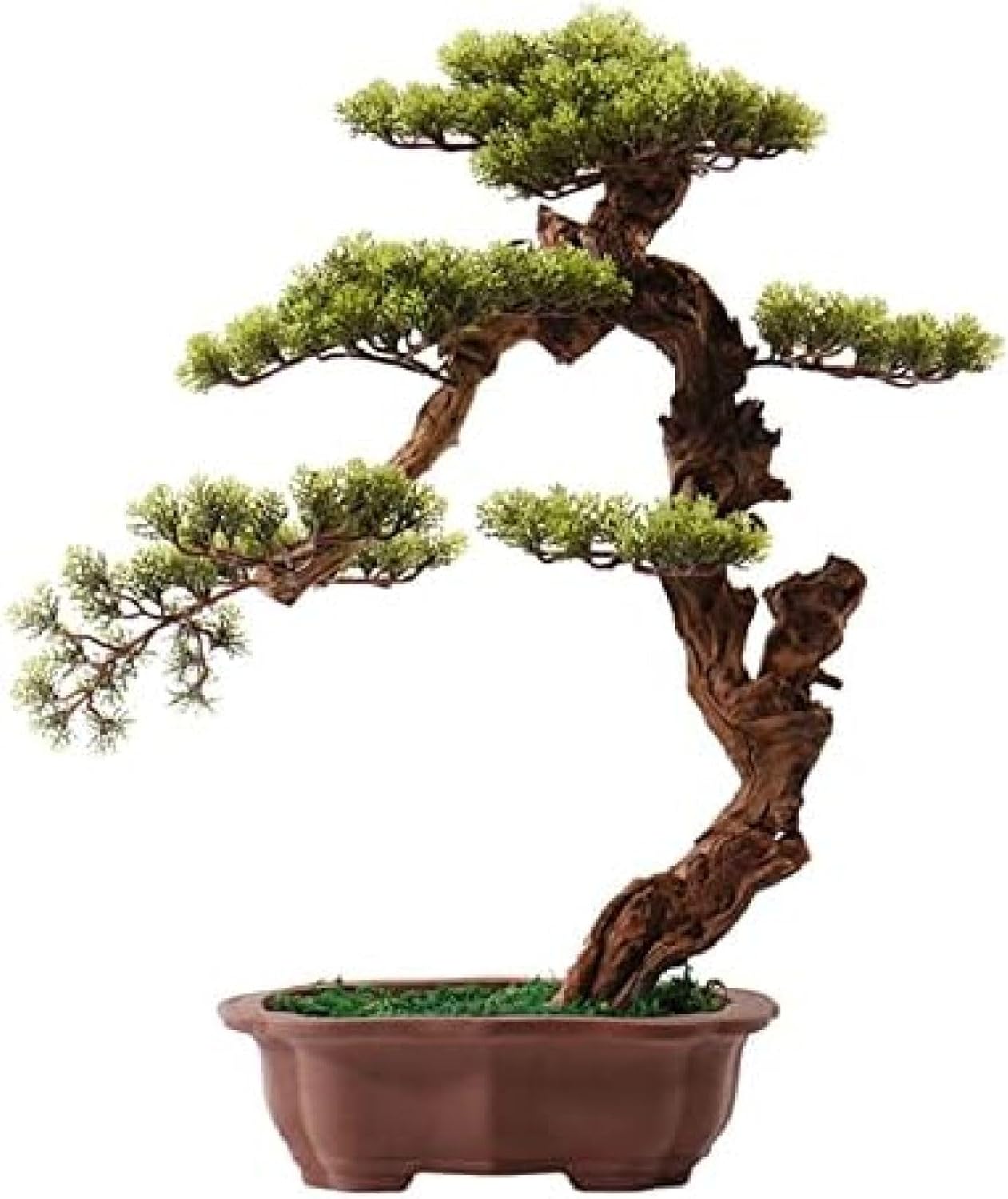 室内かざり付ける用の人工観葉草木 松の木を迎え入れるする屋内人工盆栽、陶芸ポットを備えたコンピューターシミュレーション鉢植えのかざり付ける盆栽、デスクディスプレイフェイクツリーポットオーナメント 偽の草木