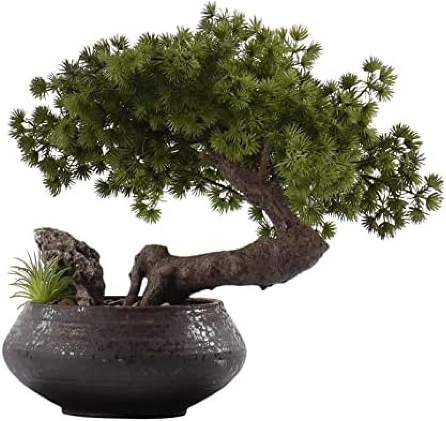 室内装飾用の人工観葉植物 人工盆栽ツリー、フェイク植物の装飾、鉢植えの人工観葉植物、デスクトップホームデコレーション用の日本の松、高さ13.8インチ 偽の植物｜GOTO funny 店