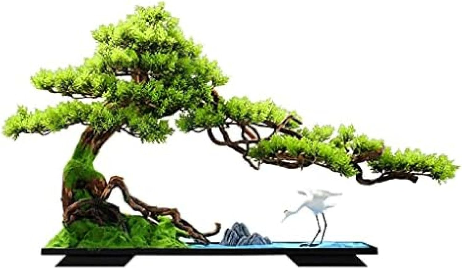 人工観葉植物 人工盆栽の木の白い陶磁器のクレーンの陶磁器の抜け物と青い細かい砂のデスクトップの装飾リビングルームとオフィスの装飾 人工盆栽 46,846円