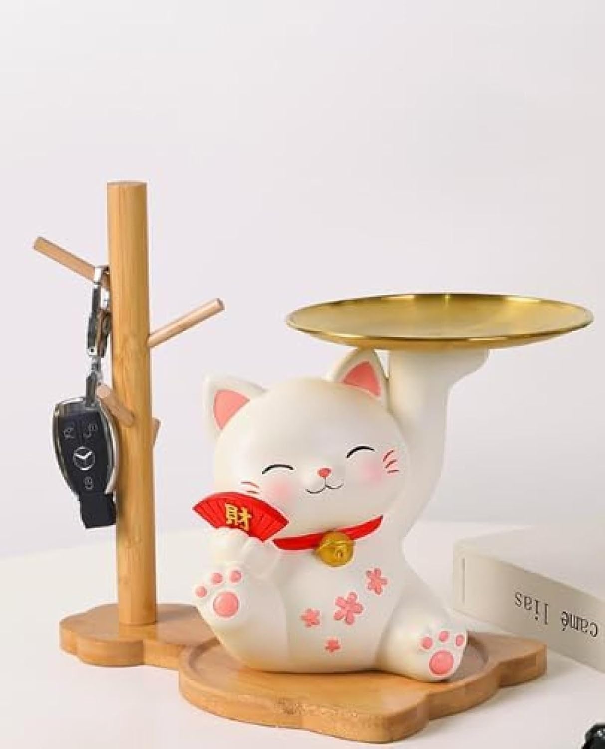 置き物 猫ちゃん ウサギ 兎 キー収納 金属 トレイ 鍵置き 小物収納 玄関収納 卓上置物 動物像 彫刻装飾 口紅スタンド 樹脂製品 縁起物 (タイプB) 開店祝い かわいい インテリア 金運アップグ｜GOTO funny 店