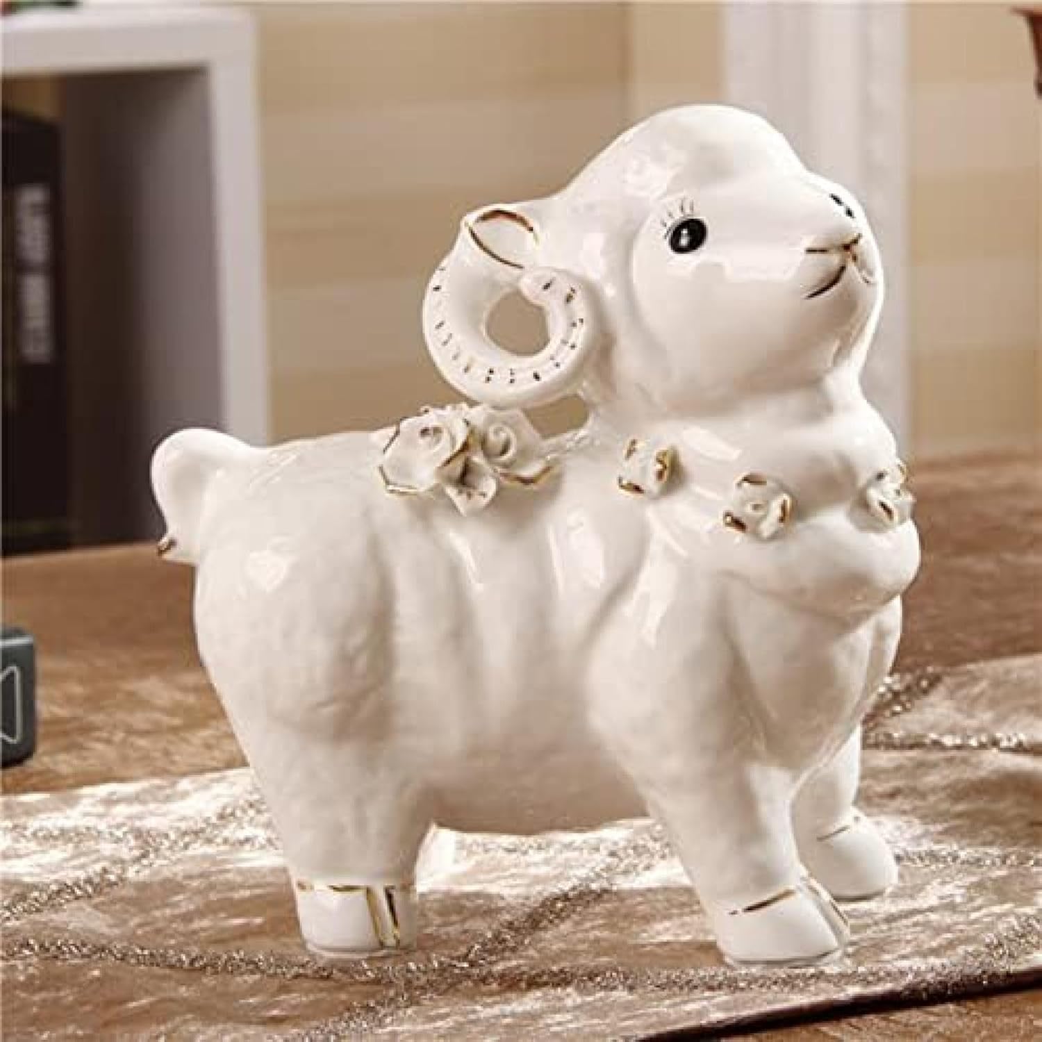 楽天市場】Sheep リボンをつけたヒツジの置物 羊 アンティーク