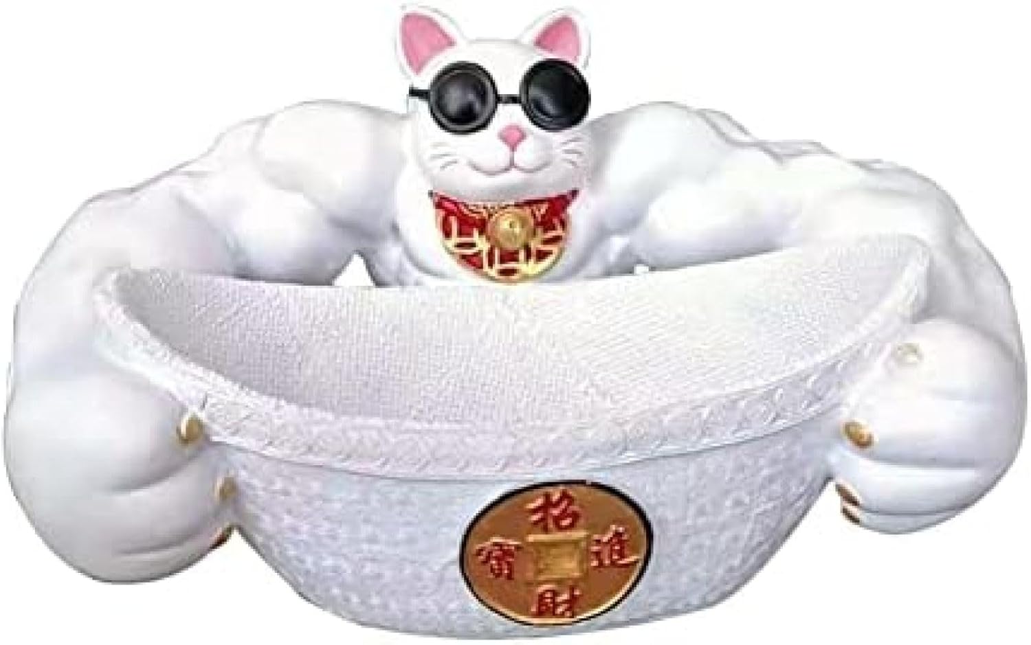 マッスル招き猫 置物 開運 金運 玄関飾り 大きい 純金 筋肉 招き猫 サングラス 飾り 風水 樹脂装飾 開店祝い 周年祝い 贈り物 2色