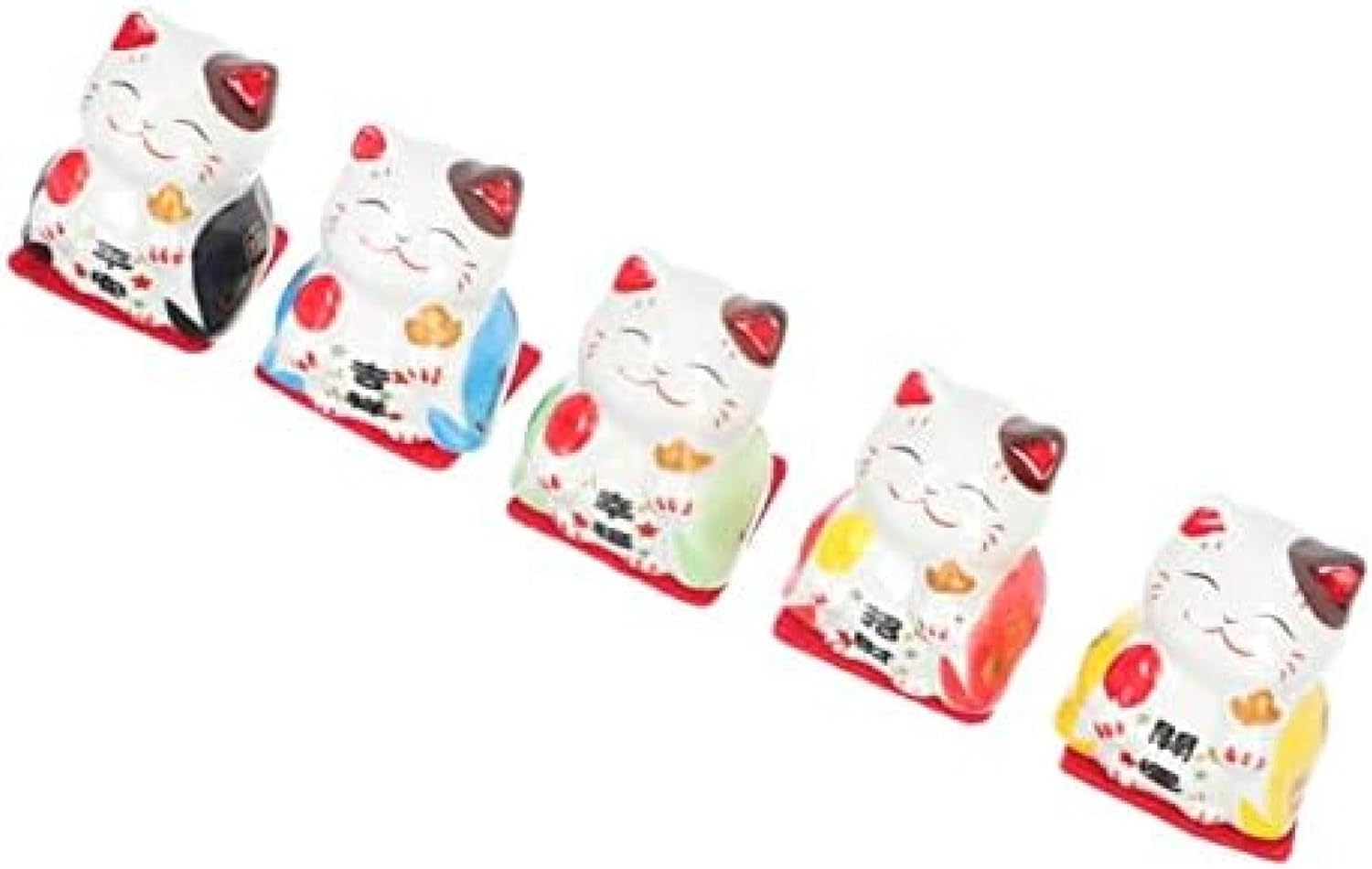 5PCS 招き猫 陶器 招き猫 置物 小さい 風水置物 運気向上 金運アップ 商売繁盛 開運 招福 風水 厄除け 幸福を招く縁起物 千客万来 家内安全 幸せのインテリア｜GOTO funny 店 8,289円