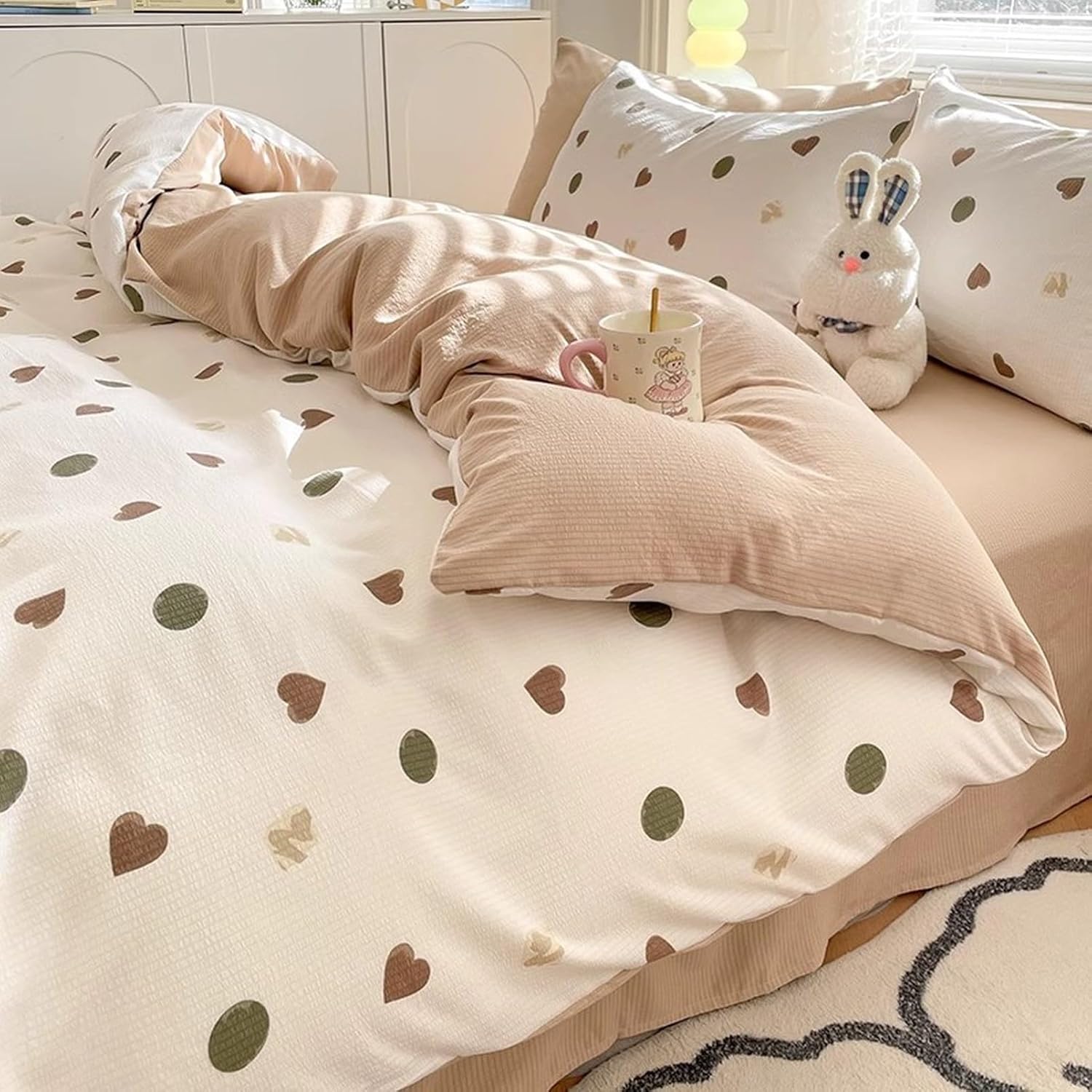 4点セット 寝具カバーセット かわいい シングル 1.5m 150&times;200cm 四季通用 おしゃれ 布団カバー 掛け布団カバー 敷き布団カバー 洋式・和式兼用 ベッド用 布団用 柔らかい 洗い替え 防｜GOTO funny 店