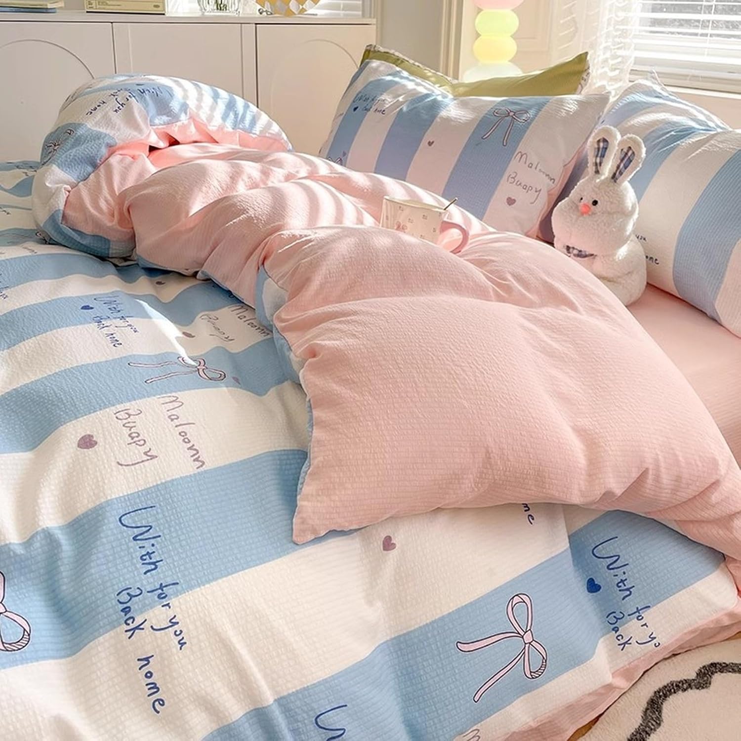 4点セット 寝具カバーセット かわいい セミダブル 1.8m 200×230cm 四季通用 おしゃれ 布団カバー 掛け布団カバー 敷き布団カバー 洋式・和式兼用 ベッド用 布団用 柔らかい 洗い替え|GOTO funny 店