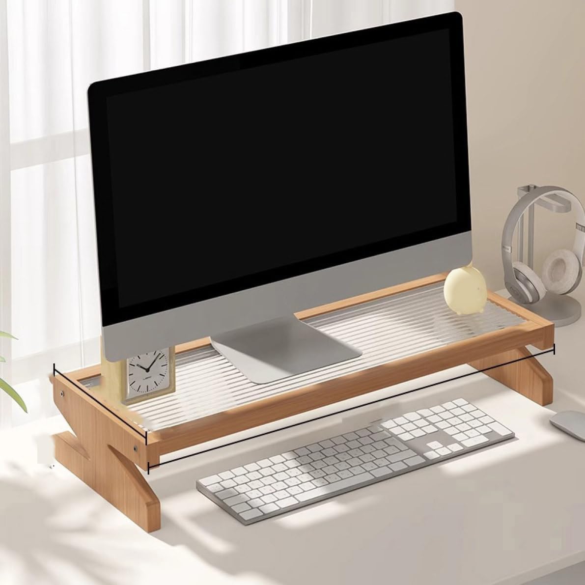 モニター台 オーク 木製 モニタースタンド キーボード収納 卓上 机上台 ナチュラル 液晶モニター台 60*21.5*7 モニタースタンド ノートパソコン台 パソコン台 デスクトップ 机上 シンプル｜GOTO funny 店 9,872円