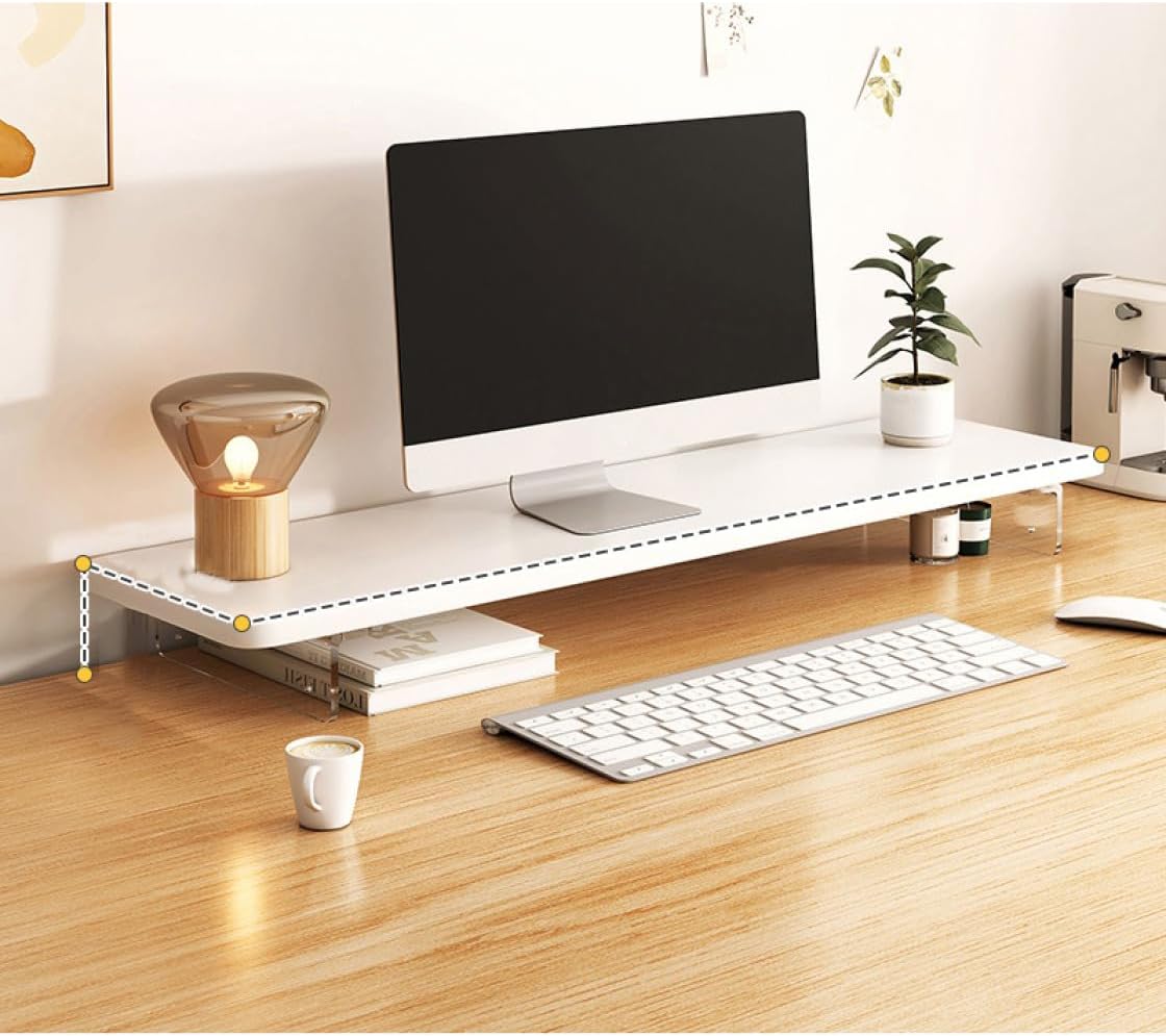 モニタースタンド コンピュータモニタースタンド 白い板+アクリル製脚 モニター台 デスクトップ ディスプレイ 木材 目にやさしい モニター台 木製 ノートパソコン台 卓上 モニターラック ディスプレイ｜GOTO funny 店 10,409円