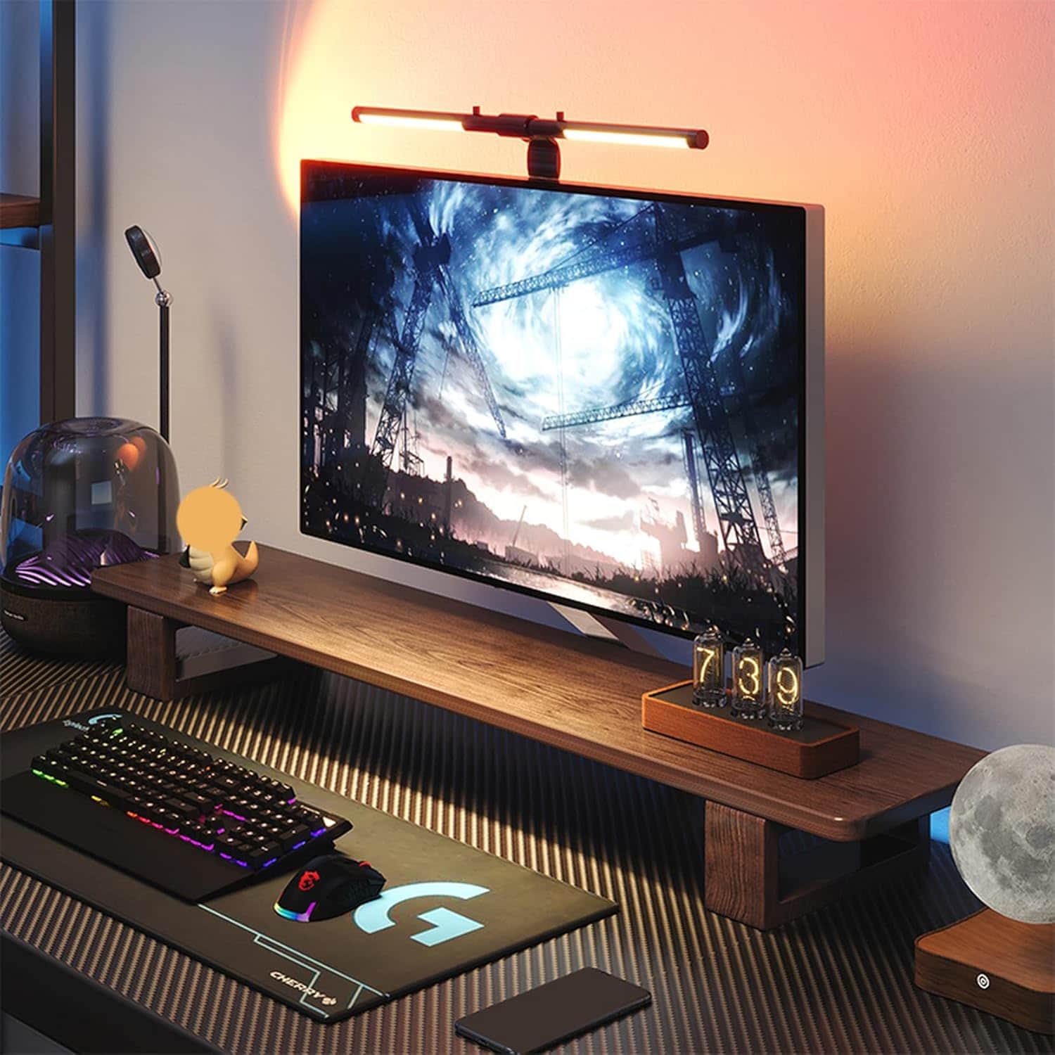 モニター台 木製 パソコン台 机上ラック pc台 机上 ウォールナット色 卓上 棚 デスク 上置棚 収納 机上台 モニター台 パソコンラック 机上 ナチュラル 机上台 pcモニター台 パソコンラック|GOTO funny 店