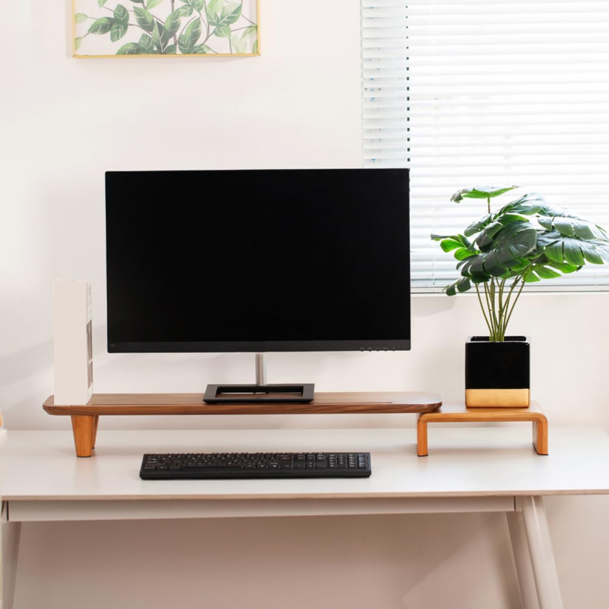 マイコン台 木製 管する台 ノートパソコンデスク 液晶管する台 自然的 テレ細工物 木製 pc照明ランプ 管する照明ランプ 純一無雑材 見せびらかす台 納める 取り片づける 110*20*10.5珊 在宅ワ